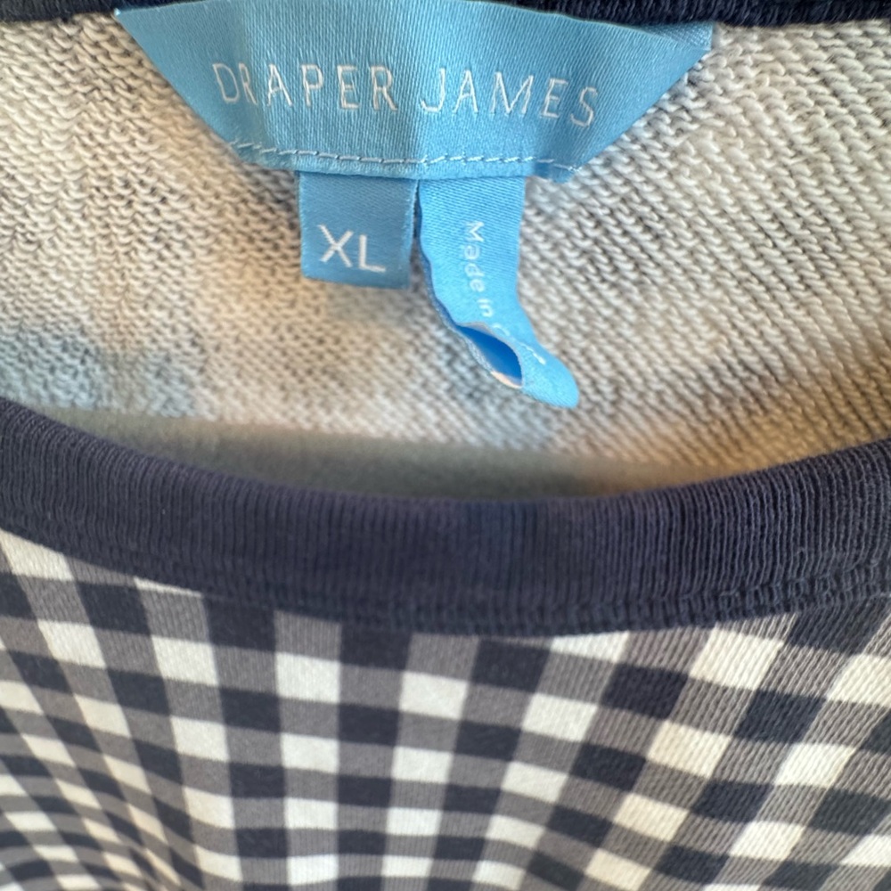 Draper James Navy Gingham Sweatshirt - Picture 2 of 6
